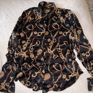 Black and Gold Chain Print Shirt